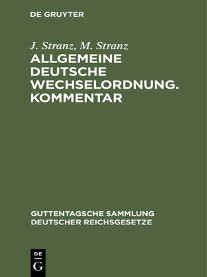 cover image of Allgemeine Deutsche Wechselordnung. Kommentar